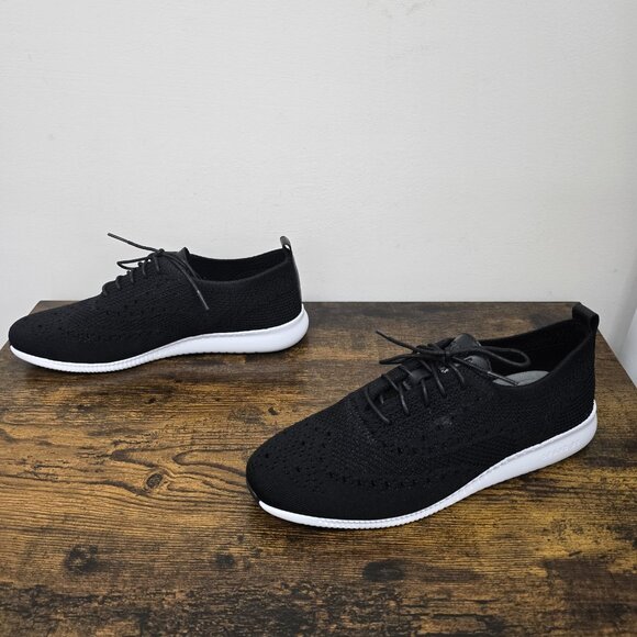 NEW Cole Haan 2 Zerogrand Stitchlite Wingtip Oxford Shoes 10 B Black White Sole - Picture 4 of 9